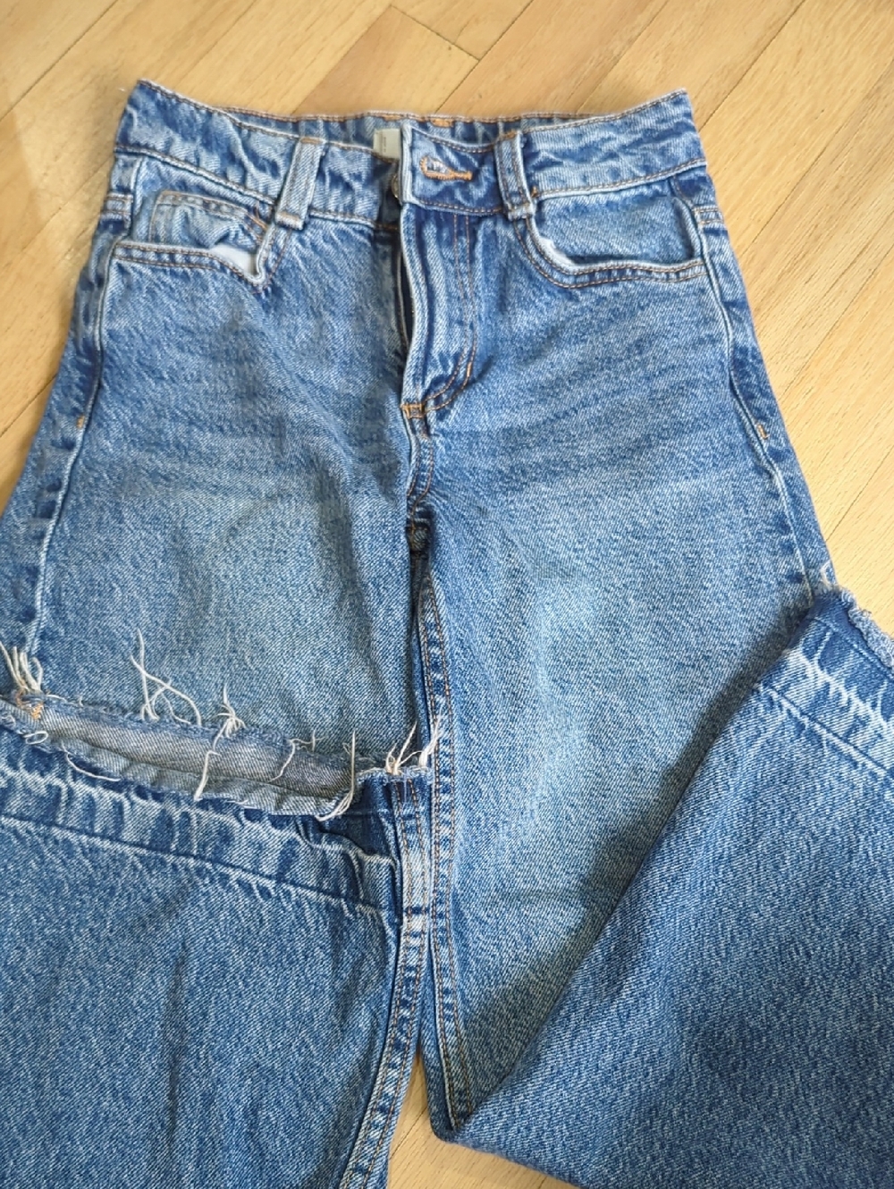 Mango Light Blue Distressed Denim Jeans